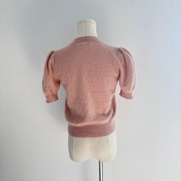 Frame Ruched Sleeve Cashmere Wool Sweater In  Pink | Womens Size Small - Picture 3 of 4